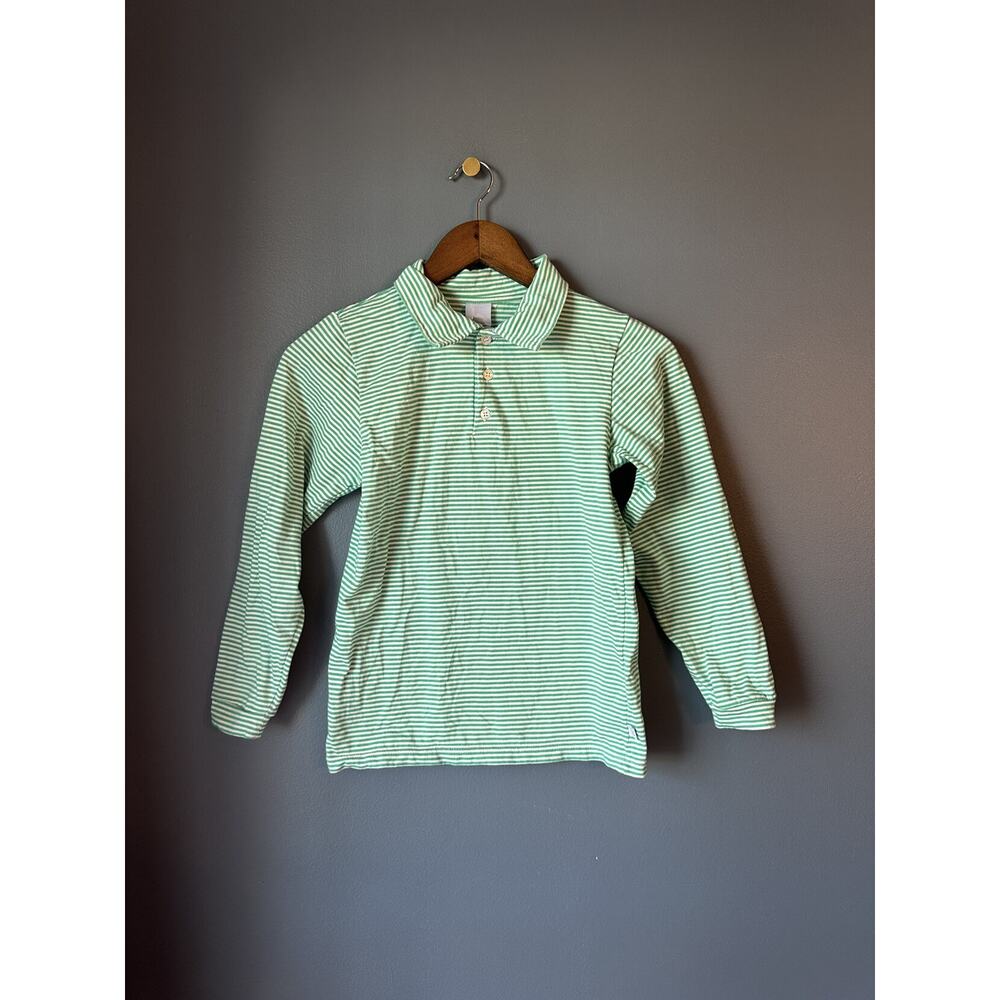 Bella Bliss Green Skinny Stripe Long Sleeve‎ Polo